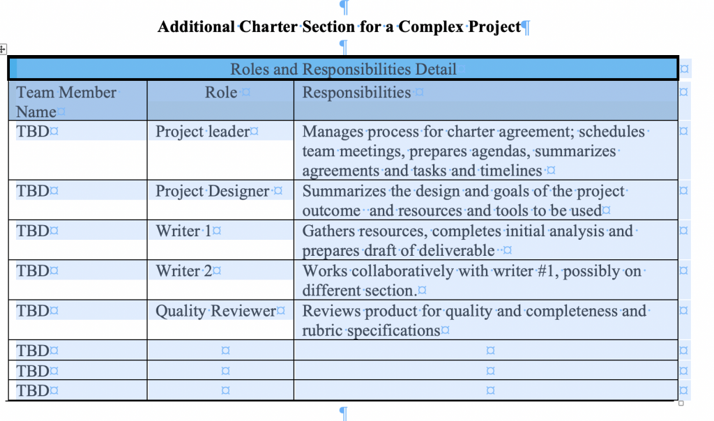 Roles and Responsibilities